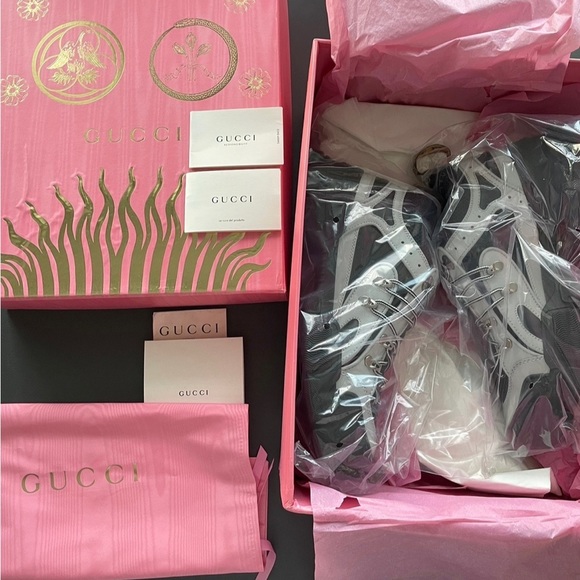 authentic GUCCI technical canvas calfskin reflective men’s flashtrek sneakers - Picture 8 of 9